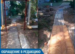 Вместо асфальта на Пионерской лежат двери, - волжанка Вместо асфальта на Пионерской лежат двери, - волжанка